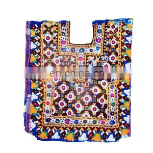 IIndian Vintage Handmade Neck Yoke Thread With Mirror ,Embroidery Work Applique Patch Sewing Craft.Big Vintage Banjara Neck Yoke thumbnail-4