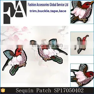 Fashion 12x8cm Wide 3D Beads Sequins Embroidery Birds for Clothing thumbnail-1