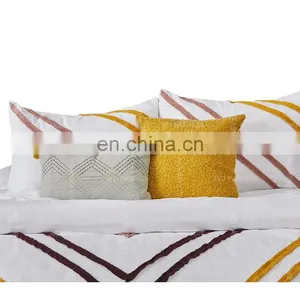 90gsm Washed Microfiber Tufting Embroidery Appliqued Duvet Cover Quilted Bedspread Bed Sheet With Comforter thumbnail-4