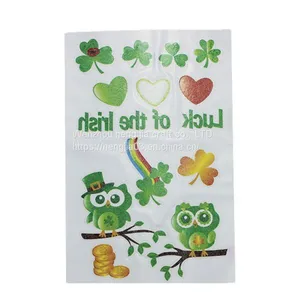 Saint Patrick's Day Temporary Tattoo Stickers For Man Women Four Leaf Clover Fake Tattoo For Woman Waterproof Tattoos Green thumbnail-1