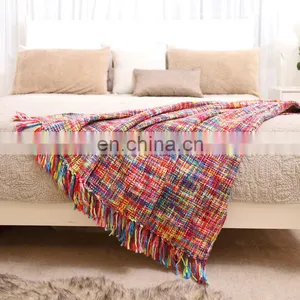 China Cheap Price Tropical Style Multi-Color Rainbow Throw Blanket 63" X 49" thumbnail-5