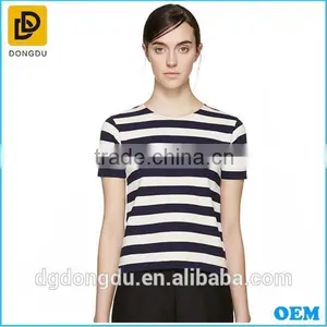Stripe Simple 100% Cool Cotton Tee Shirts With High Quality thumbnail-1