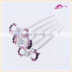 Top Quality Wedding Headwear Twinkle Crystal Bowknot Hair Combs For Women Hair Ornament thumbnail-1