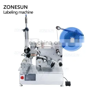 ZONESUN ZS-TB805 Glass Jar Sticker Square Water Bottle Sleeve Semi Automatic Round Bottle Plastic Cans Lighter Labeling Machine thumbnail-4