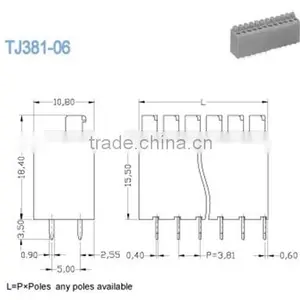Termin Block 3.81mm Pitch PCB Spring Screwless Terminal Block 16 - 20 AWG 300V 10A , 2P - 28P thumbnail-2