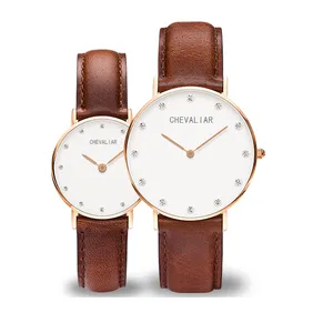 Stainless Steel Ultrathin Fashion Women Watches Man Genuine Leather Quartz Watch thumbnail-3