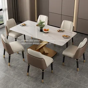 Italian Modern Natural Artificial Marble Rock Board Dining Table thumbnail-1