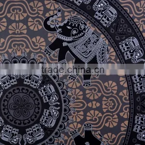 Indian Tapestry Cotton Brown-Gray Mandala Elephants Vintage Wall Hanging Art Tapestries Throw Bedsheet thumbnail-4