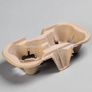 Wholesale Pulp Paper Cup Holder 2 Cups Carrier Coffee Cup Tray thumbnail-1