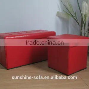 Leather Bed End Folding Stool With Drawer thumbnail-1