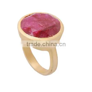 Gold Plated Ring With Red Stone thumbnail-1