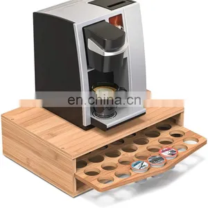 Bamboo Coffee Pod Storage Holder Organizer With Drawer For Keurig K-cup Pods thumbnail-4