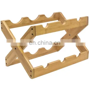 Hotel Furniture Wine Bottle Rack Decoration Creative Bamboo Folding Red Wine Display Storage Rack Pantry Organizer thumbnail-5