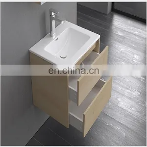 Factory Supply Wall Mounted Bathroom Cabinet Set With Basin Mirror and 2 Drawers Solid Wood Vanity thumbnail-3