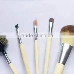 5pcs Canvas Bag Bamboo Handle Cosmetic Makeup Brush Set for Girls thumbnail-3