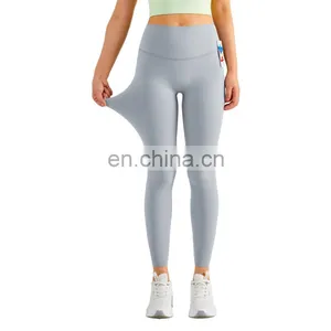 Sexy Nude One Size High Waist Peach Hip Gym Yoga Tight Pants Crotchless Women Workout Fitness Active Sports Wear Leggings thumbnail-5