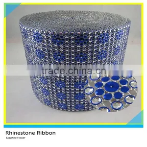 Sew On Rhinestone Trimming Decorative Flower Diamond Mesh 10 Yards 24 Row Rolls thumbnail-1