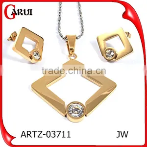 Indian Gold Plated Jewelry Pendant Earrings Set Jewelry In Stainless Steel thumbnail-1