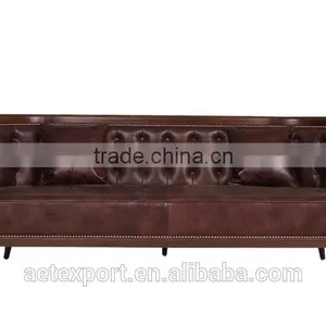 Modern Style Teak Solid Wood Sofa Designs With Leather Set thumbnail-3
