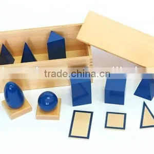 Educational Montessori Math Toys Blue Geometric Solids With Box thumbnail-2