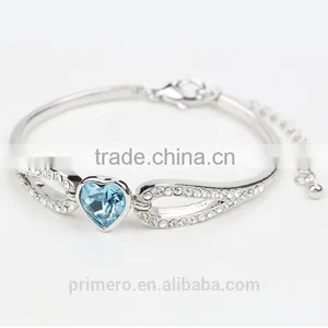 Love Gifts Austrian Crystal Rhinestones Heart Angel Wings Bracelet Bangle Jewelry thumbnail-4