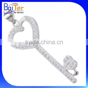 Custom 925 Sterling Silver Heart Key And Pendant Charm Necklace Pendant Quality Choice thumbnail-1