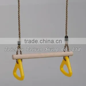 Wooden Trapeze Bar Swing With Triangle Rings for Kids thumbnail-1
