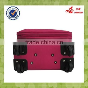 Four Wheels Decent Fashion Girls Pink Fabric Trolley Storage Case thumbnail-3