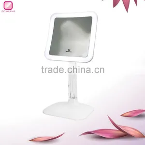 Makeup Mirror Square LED Lighted Vanity Mirror With Base Powerme Cosmetic thumbnail-2