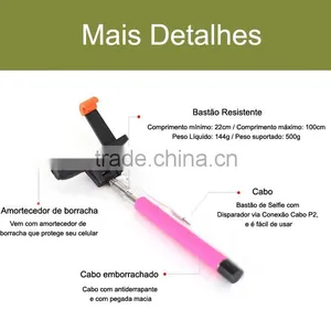 New Arrival Extendable Steel Monopod Wired Selfie Stick For Travel and Play thumbnail-1