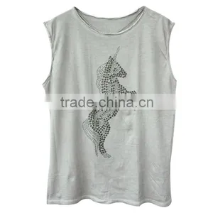 Wholesale Crystal Decorate Ladys Shirt in Guangzhou thumbnail-1