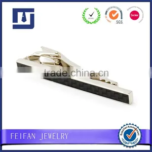 Black Carbon Fibre Custom Logo Tie Clips for Men thumbnail-2
