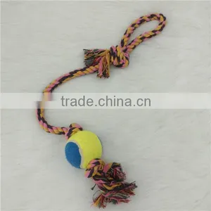 Colorful Cotton Pet Rope Toy With Tennis Ball Manufacturer thumbnail-1
