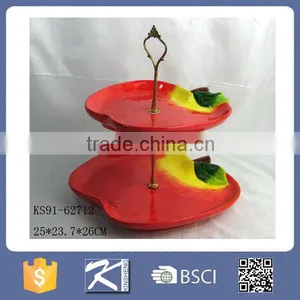 2016 Kinsheng Hot Sale Apple-shaped Cake Holder Ceramic Plates thumbnail-1