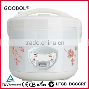 White Color Deluxe Rice Cooker, Flower Printing Shell, Visible Handle thumbnail-1