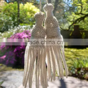 Antique French Silver Metallic Tassels for Your Pillows and Bags Fashion With Looped Cord thumbnail-3