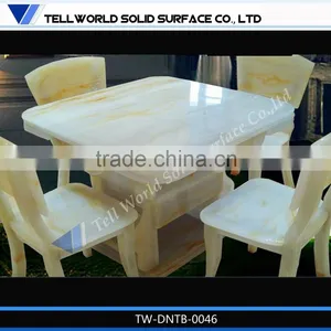 High Glossy Artifical Marble Chinese Restaurant Round Table Furniture thumbnail-4