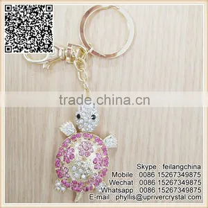 Factory Cheap Price White Pink Diamond Big Tortoise Keychain For Gifts thumbnail-2