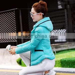 Fashion OEM Bulk Fashion Slim Fake Down Cheap Winter Jacket Women, Polyester Fiber Filled Black Hooded Custom Puffer Jacket thumbnail-6