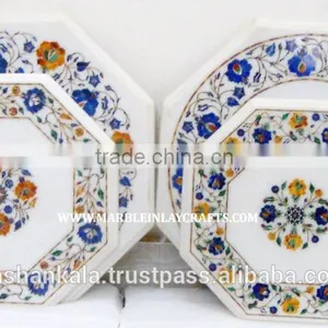 Semi Precious Stone Inlay Work Marble Coffee Table Tops thumbnail-1