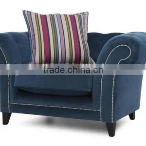 Living Room Blue Antique Sofa thumbnail-2