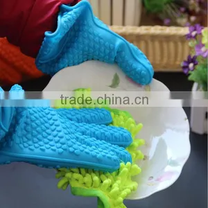 Heat Resistant Oven Mitts Pot Holders Silicone Cooking BBQ Grill Gloves / Silicone Oven Mitts for Oven Cooking thumbnail-5