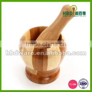 High Quality Wooded Mortar and Pestle Set Wholesale thumbnail-3