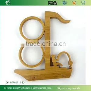 WR025 Personalized Antique Wine Rack, Red Wine Holder With Bamboo Material thumbnail-3