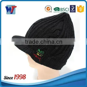 New 2016 Black Knitted Cap Old Men Beanies Hats and Caps With Visor thumbnail-1