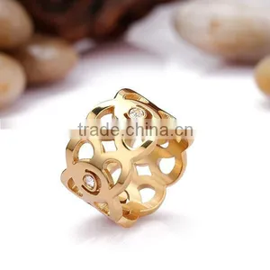 Ladies Gold Finger Engagement Titanium Fashion Ring thumbnail-1