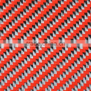 Real Carbon Fiber Fabric Red/Black Carbon/Kevlar Hybrid Cloth 200g/m2 1m*1m Red and Black Kevlar Cloth thumbnail-1