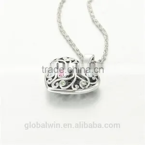 Beautiful Flower Sterling Silver Color CZ Open Heart Pendant For Gift thumbnail-4