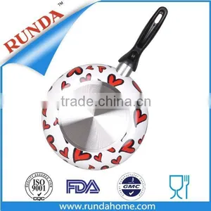 Aliuminium Non-stick Flower Decorated Silk Screen Design Frypan thumbnail-1