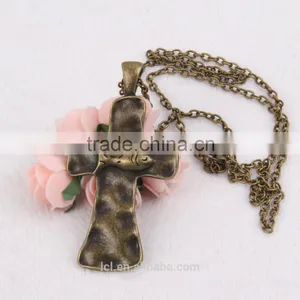 New Arrival 2016 Design Fashion Jewelry Cross & Fish Handmade Chain Necklace Religious Brass Finish Big Cross Necklace thumbnail-1